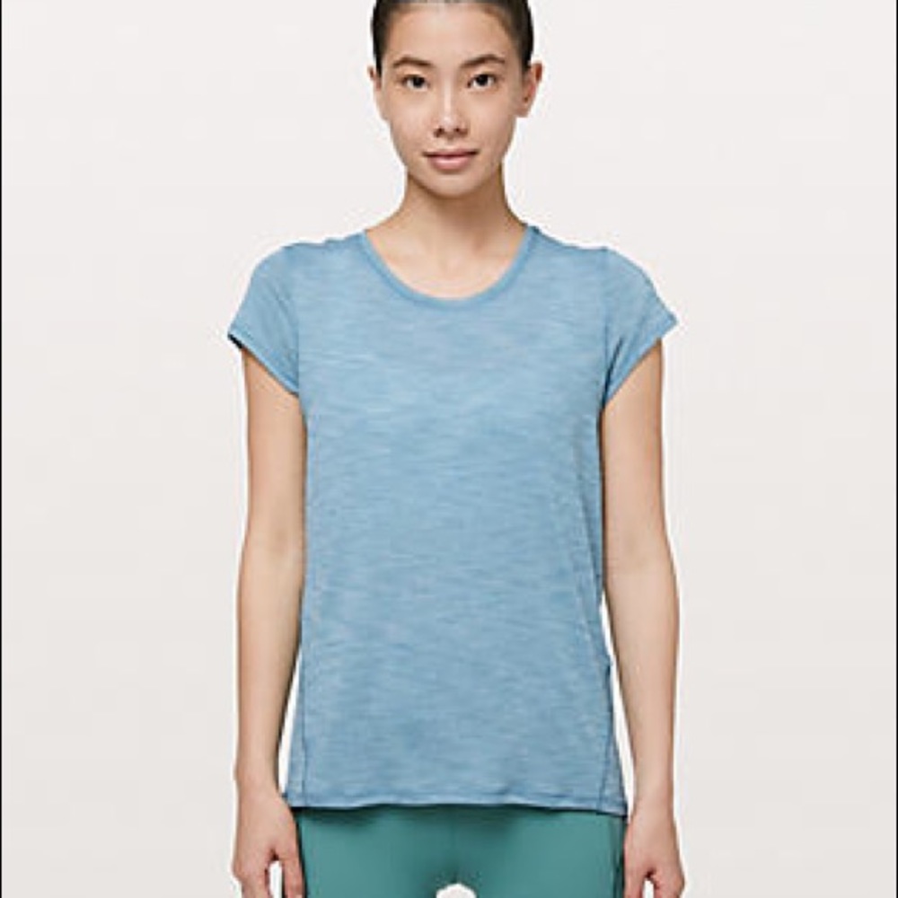 blue lululemon t-shirt